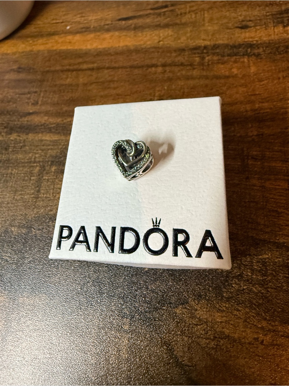 Pandora Silver Heart Charm with Sparkling Clear Accents